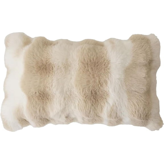 Fennco Styles 20" x 12" Modern Striped Decorative Pillow Cover, Beige, Removable Cover