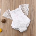 thumbnail image 3 of Cotton Bow Cute White Rompers Infant Baby Girl Clothes Lace Floral Ruffles Romper Party Outfits, 3 of 6