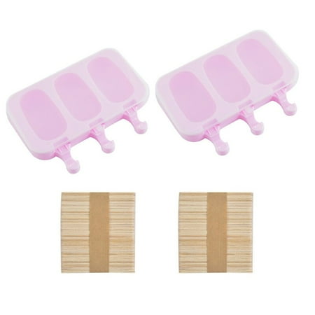 

DIY Dessert Ice Mold With Lid 2 PCS Ice Silicone Mold Easy Cleaning Cream Mold With 100 Wooden Sticks