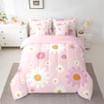 thumbnail image 3 of Feelyou Kawaii Daisy Flower Twin Bedding Sets 7-Piece for Kids, Cute Daisy Print Bedding Comforter Set, Cartoon Floral Theme Reversible Sheet Sets, Breathable Home Decor, 3 of 8