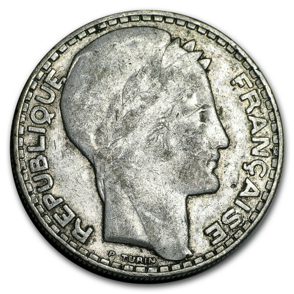 1929-1939 France Silver 20 Francs Avg Circ (ASW .4372)