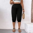 thumbnail image 5 of VBVC Women's Plus High Waisted Harem Capri Pants , Casual Summer Joggers For Women , Ladies' Lightweight Yoga Lounge Trousers with Pockets, Black , L-5XL, 5 of 9