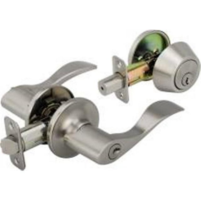 Legend 809127 Legend Decorative Lever Deadbolt Combo Set Adjustable Backset Kw1 Keyway Satin Nickel