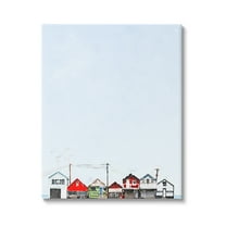 Stupell Coastal Beach Shacks Sky View Landscape Painting Gallery Wrapped Canvas Print Wall Art