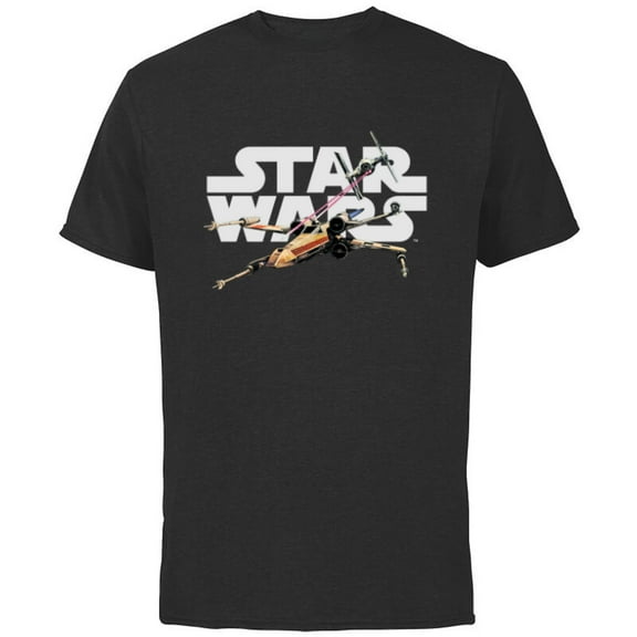 Star Wars Logo Classic X-Wing vs TIE Fighter Space Battle - Short Sleeve Cotton T-Shirt for Adults - Customized-Black