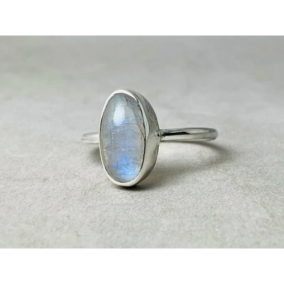 Heaven Crafts 925 Sterling Silver Oval Shape Moonstone Ring Handmade Stackable Gift Item