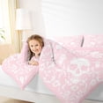 thumbnail image 3 of Castle Fairy Gothic Skull Queen Bedding 7pcs,Boho Floral Damask Bedding Comforter Set Queen,Blush Pink,Pink Reversible, 3 of 7