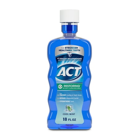 ACT Restoring Anticavity Fluoride Mouthwash, Cool Mint, 18 fl. oz.