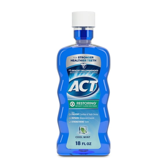 ACT Restoring Anticavity Fluoride Mouthwash, Cool Mint, 18 fl. oz.