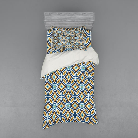 Ambesonne Ethnic Bedding Set 3 Pcs, Moroccan Oriental Royal, Twin, Multicolor