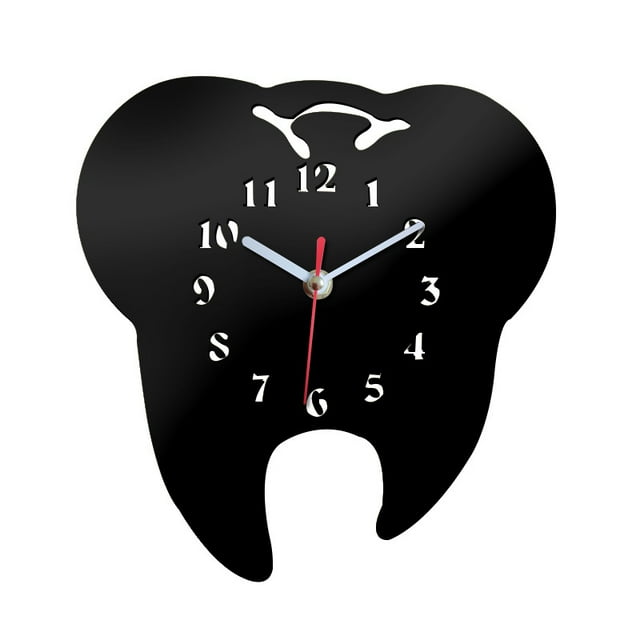 Reloj de pared creativo con forma de diente, silencioso, no hace tictac, 21 cm