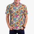 thumbnail image 1 of Fotbe colorful Skull sunflower Camiseta Polo de Golf para Hombre con Estampado – Camisa Deportiva Transpirable con Cuello Abotonado-3X-Large, 1 of 6