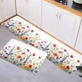 thumbnail image 3 of Kitchen Rugs and Mats,Watercolor Floral Pastoral Plant 2 Piece Anti Fatigue Area Runner Rug Set Comfort Standing Floor Mat,Colorful Flowers Leaves White Non Slip Absorbent Doormats for Laundry, 3 of 6