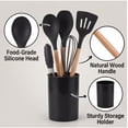 thumbnail image 4 of Juego de Utensilios de Cocina de Silicona de 12 Piezas, Set de Espátulas y Cucharas de Cocina Antiadherentes con Mango de Madera, Resistentes al Calor y Libres de BPA, Color Negro Elegante, 4 of 9