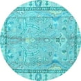 thumbnail image 1 of Ahgly Company Indoor Round Oriental Light Blue Traditional Area Rugs, 3' Round, 1 of 4