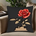 thumbnail image 5 of Set of 2 18x18in Throw Pillow Covers with Vibrant Red Rose Design on Dark Background Perfect for Couch Bed or Car Decor, 5 of 8