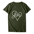 thumbnail image 4 of LEBONYARD Plus Size Tops for Women,Women Short Sleeves Heart-shaped Print Casual Tops Blouse T-shirt Army Green XXXL, 4 of 8