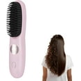 thumbnail image 1 of Go Brush Pro, Cordless Hair Straightener Brush, Portable Mini Hair Straightening Brush with 3 Temperature Settings & LED Display, USB Rechargeable Fast Heating Hairs Brush for Travel (Pink), 1 of 10