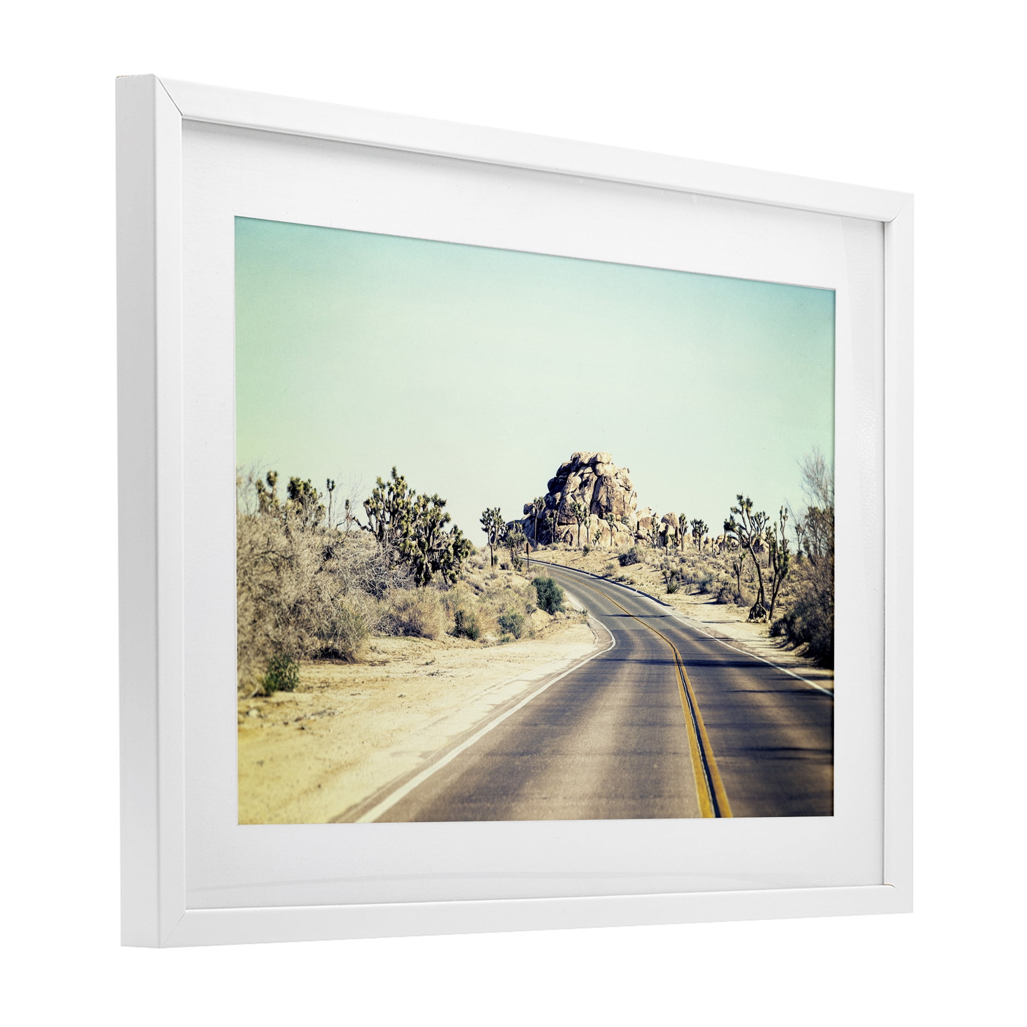 Road Trip Joshua Tree Park White Framed Print Under Glass, design by Joseph S Giacalone