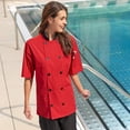 thumbnail image 3 of Vtex 0494-1902 Fils Rares Femmes Havana Chef Manteau SS Mesh Noir Garniture & 44; Rouge - Petit, 3 of 6