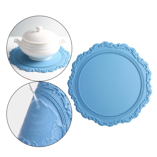 Manteles individuales de silicona, almohadilla de aislamiento térmico para , manteles decorativos para , mantel de secado, mantel individual Azul BLESIY Manteles individuales
