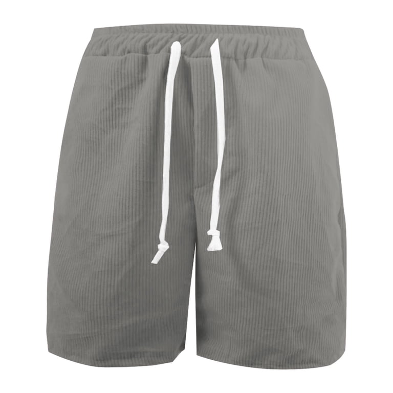 NordicNest Mens Corduroy Shorts, Casual Drawstring Elastic Waist