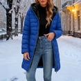 thumbnail image 5 of Guieoi Winter Jacket for Women Mid-Length Long-Sleeve Hooded Fleece-Lined Padded with Zipper Coats Blue XL, 5 of 6