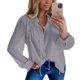 thumbnail image 1 of Blusa de Mujer Cuello en V Manga Larga Camisa Informal de Color Puro Cómoda para la Oficina en casa Gris M, 1 of 6