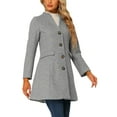 thumbnail image 4 of Unique Bargains Women's Elegant Winter Overcoat V Neck Single Breasted Coats L Grey, 4 of 6