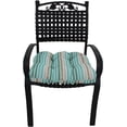 thumbnail image 2 of Everything Comfy Lakeside Teal Parker Stripe Indoor / Outdoor Seat Cushion Patio D Cushion 20" x 20", 2 Tie Backs, 2 of 3