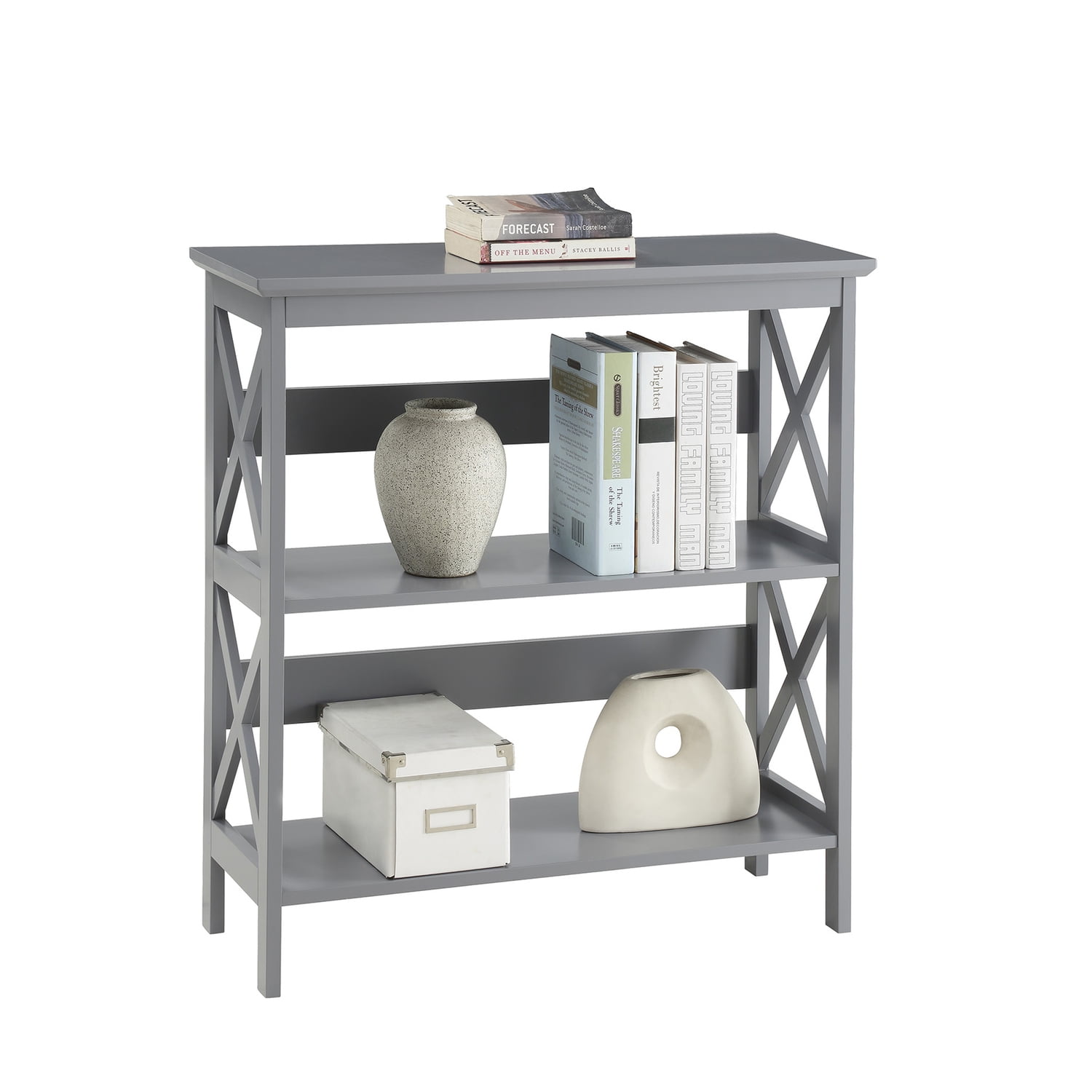 HomeStock Art Nouveau Allure Bookcase - Modern Design with Spacious Shelves, Enhance Your Home Decor with Style-Color:Black,Size:3 Tier with Open Shelves