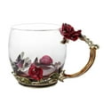 thumbnail image 1 of CAROOTU Enamel Coffee Tea Cup Mug 3D Rose Butterfly Glass Cups Wedding Gift, 1 of 6