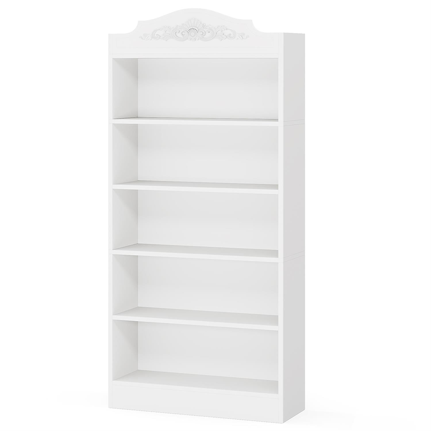 Demi Bonn 6 Tier Bookcase with Storage Shelves, Wood Bookshelf Storage Organizer, 72" Tall Display Standing Shelf Unit for Bedroom, Living Room, White