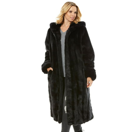 Roaman's - Roamans Plus Size Full Length Faux-fur Coat With Hood ...