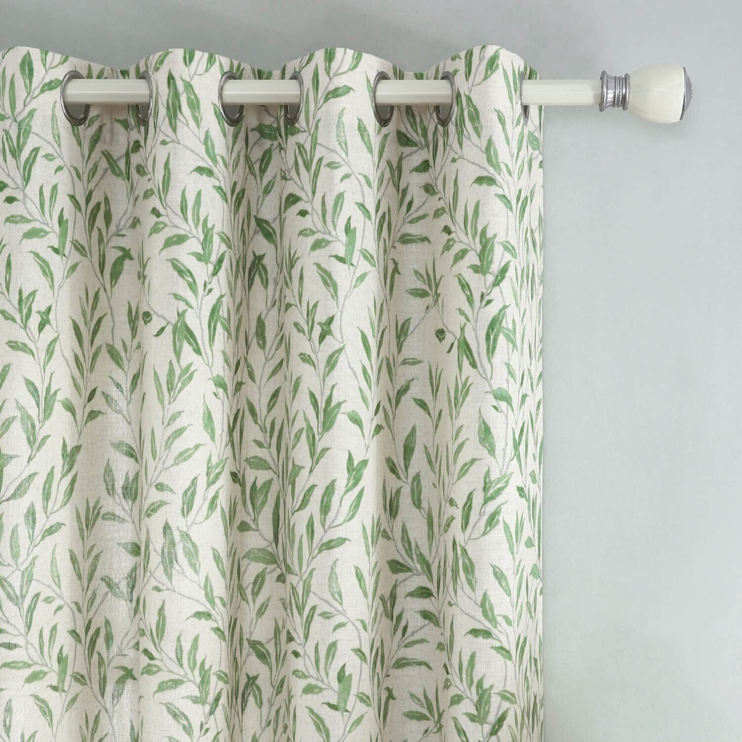 VOGOL Leaves Printed Decorative Farmhouse Window Treatments, Light Filtering Draperies for Bedroom Home Office, W52"xL96", One Panel, Green