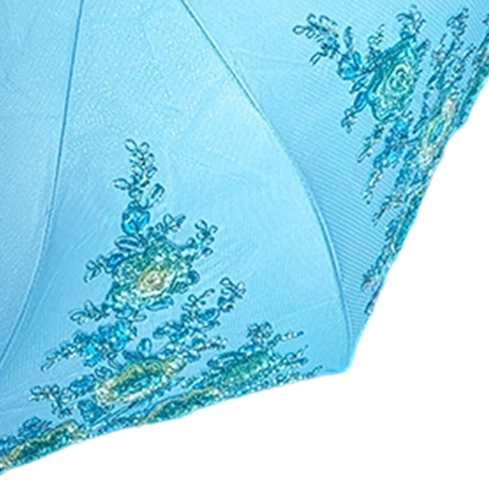 Lace Embroidery Sun Umbrella Ladies Anti-UV Umbrella Folding Parasol Umbrella Vintage Flower Embroidery Umbrella Sun/Rain/Snow Folding Umbrella
