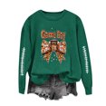 thumbnail image 2 of Uootdi Game Day Womens Sweatshirts Crew Neck Long Sleeve Football Stitch Leopard Bow Graphic Print Sweatshirt for Women Loose Fit Lightweight Womens Tops, 2 of 6