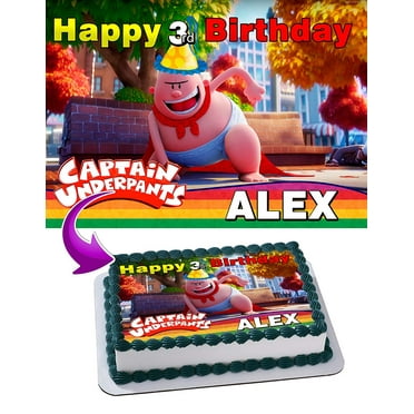 Captain Underpants Edible Cake Image Topper Personalized Birthday Party 1/4 Sheet