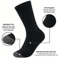 thumbnail image 3 of Lanola Mens Cotton Cushioned Crew Socks, Athletic Performance Moisture Wicking Work socks，5-Pack（Black）, 3 of 6