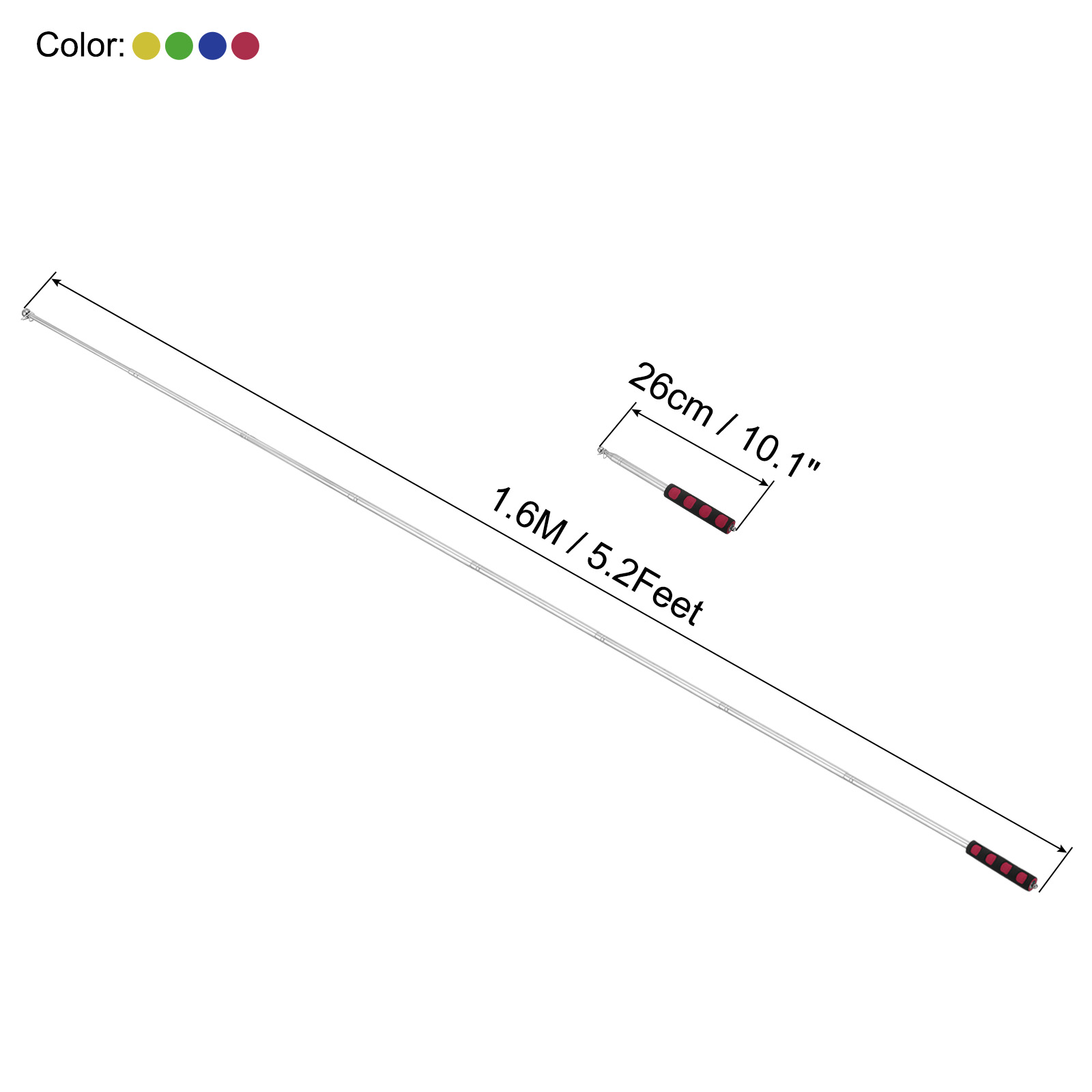 Unique Bargains Telescopic Handheld Flagpoles Pointer Stick with Sponge Handle 1.6M/5.2ft