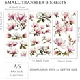 thumbnail image 2 of 3pcs/Set Magnolia Rub on Transfers for Furniture and Crafts 6x12 inch Flower Decor Transfer Stickers Vintage Floral Rub on Decals for Wood Furniture Scrapbooking Home Decorations for DIY, 2 of 7