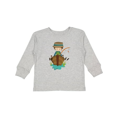 

Inktastic Fishing Boy Fisherman Fishing Rod Brown Hair Gift Toddler Boy Girl Long Sleeve T-Shirt