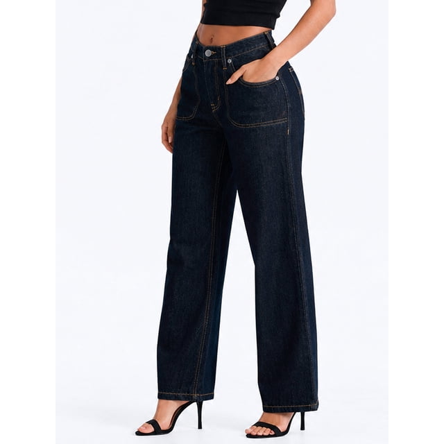 Jeans Dama Pantalon de mezclilla Shendy Vendy corte recto estilo wide leg jeans