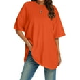 thumbnail image 2 of Womens T Shirts Crew Neck Loose Fit Basic Tops Short Sleeves Summer Classic Shirt Orange Gym Clothing S, 2 of 4