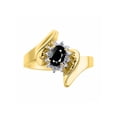 thumbnail image 1 of Rylos Bague Florale de Créateur avec Pierre Précieuse Ovale 6X4MM & Diamants Étincelants en Plaqué Or Jaune Argent - Pierre de Naissance Onyx Facetté Taille 7, 1 of 7