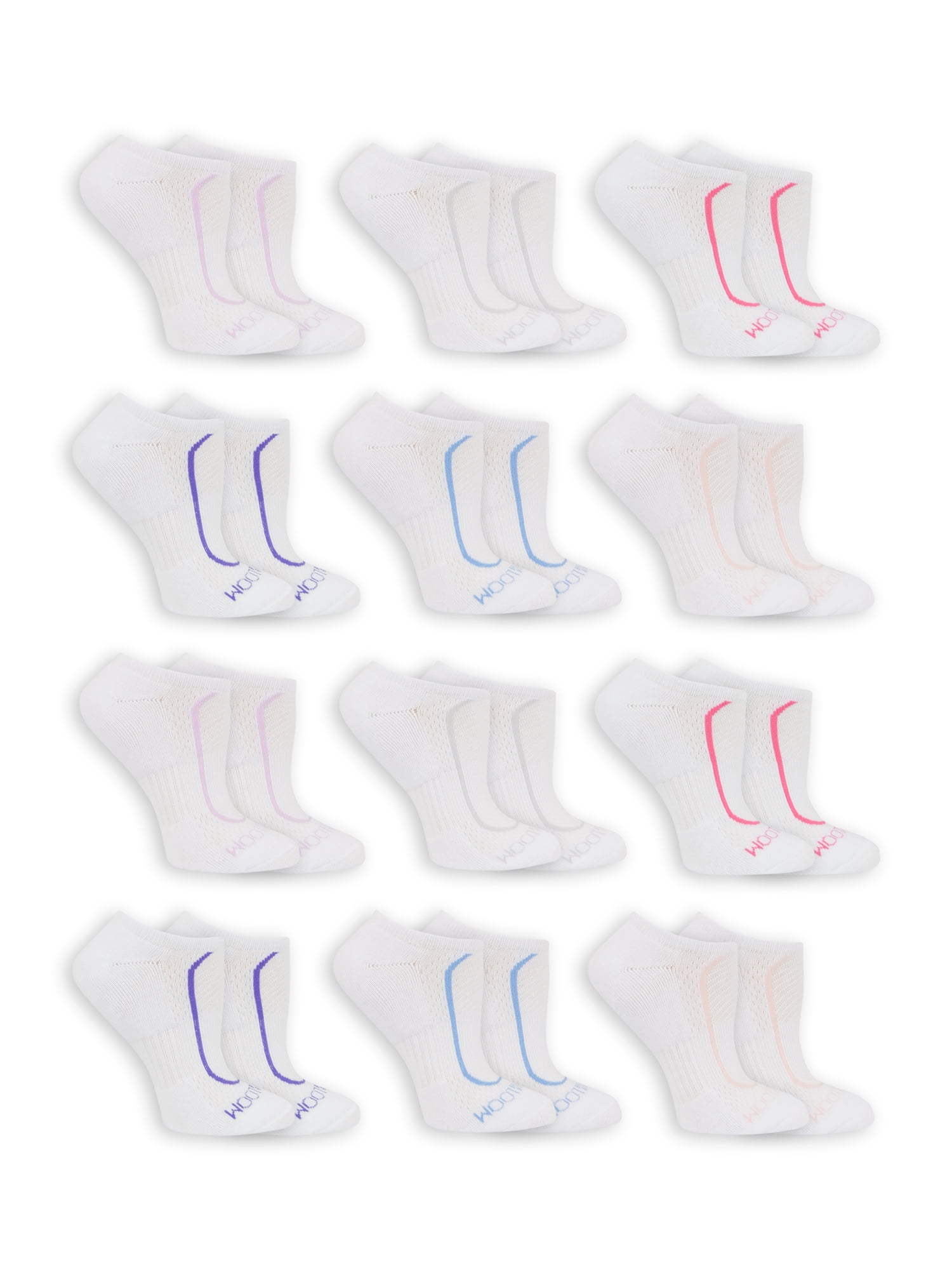 Fruit of the Loom Women's Coolzone Half Cushion No Show Socks 12 Pack