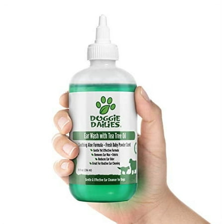 UPC: 0865758000302 | Doggie Dailies Pet Ear Cleaner Tea Tree Oil Witch Hazel and Soothing Aloe Vet Formulated Ear Cleaner for Dogs Gently Removes Wax and Debris Reduces Odor and Maintains Ear Cleanliness