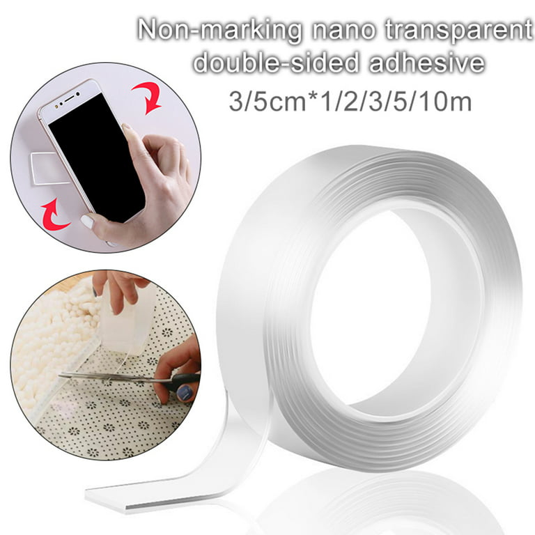 Heflashor Double Sided Mounting Tape,Heavy Duty Removable Adhesive Tape for  Walls,Adhesive Strips Strong Sticky Gel Grip Tape,Transparent Poster Tape