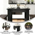 thumbnail image 4 of BizChair 46" x 30" Rectangular Black Wash Solid Pine Farm Dining Table, 4 of 11