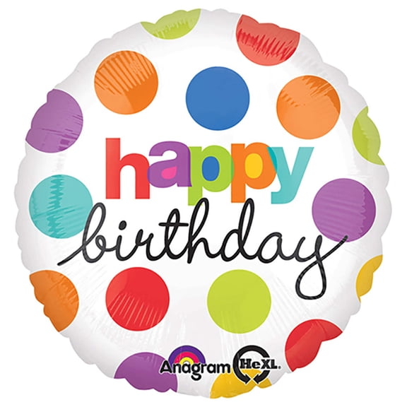 anagram international hx polka dot birthday balloon, multicolor